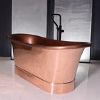 “Cognac59PC Air Jetted” 59" Freestanding French Bateau Pure Copper Bathtub with Mirror Polished Exterior