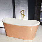 “Toulon67HPCAir” 67" x 32.5" Self-Sanitizing Air Jetted French Bateau Tub Hammered Polished Solid Copper Exterior