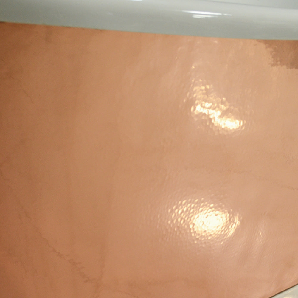 “Toulon67HPCAir” 67" x 32.5" Self-Sanitizing Air Jetted French Bateau Tub Hammered Polished Solid Copper Exterior
