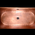 “Cognac73BK Air Jetted” 73" Freestanding French Bateau Pure Copper Bathtub with Eggshell Black Exterior