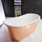 “Toulon73HPCAir” 73" x 32.5" Self-Sanitizing Air Jetted French Bateau Tub Hammered Polished Solid Copper Exterior