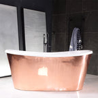 “Toulon73PCAir” 73" x 32.5" Self-Sanitizing Air Jetted French Bateau Tub Mirror Polished Solid Copper Exterior