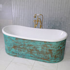 “Aquitaine-59VG Air Jetted” 59" Tub with a Verdigris Copper Shell Exterior