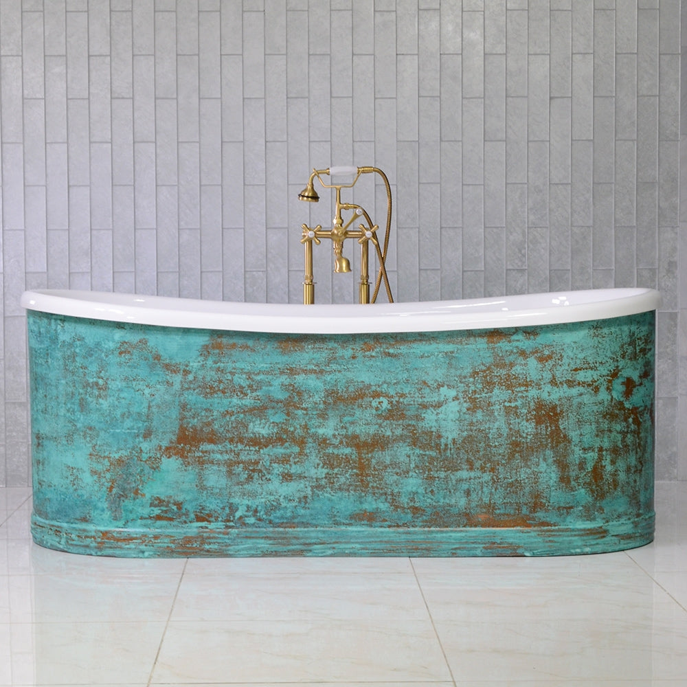 “Aquitaine-67VG Air Jetted” 67" Tub with a Verdigris Copper Shell Exterior