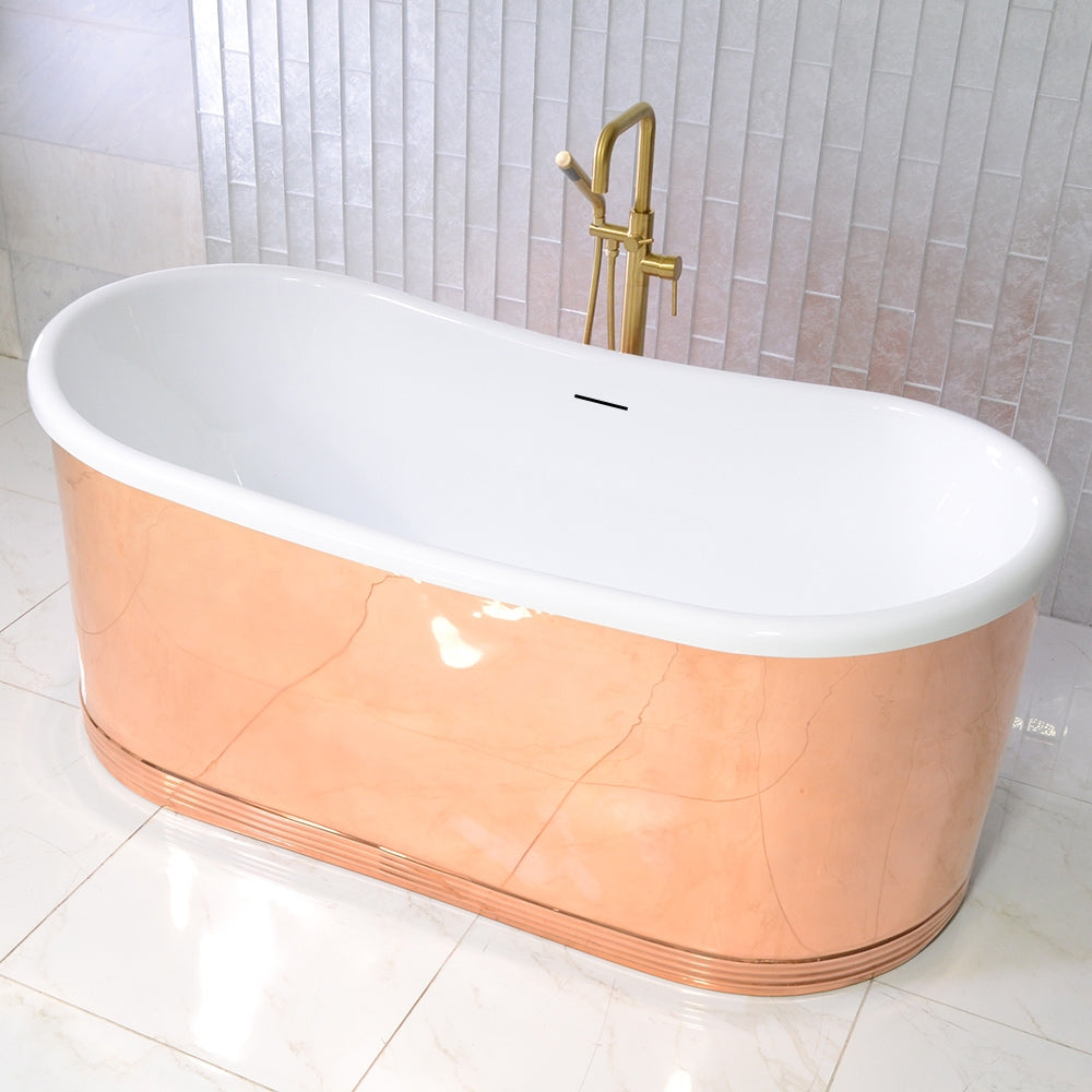 “Aquitaine-73PC Air Jetted” 73" Tub with a Mirror Polished Copper Shell Exterior