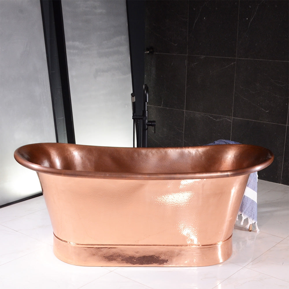 “Colmar59HPCAir” 59" Variable Speed Air Jetted Hammered Copper French Bateau Bathtub with Ozone Sanitizing