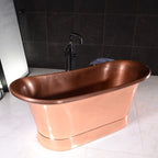 “Colmar59HPCAir” 59" Variable Speed Air Jetted Hammered Copper French Bateau Bathtub with Ozone Sanitizing