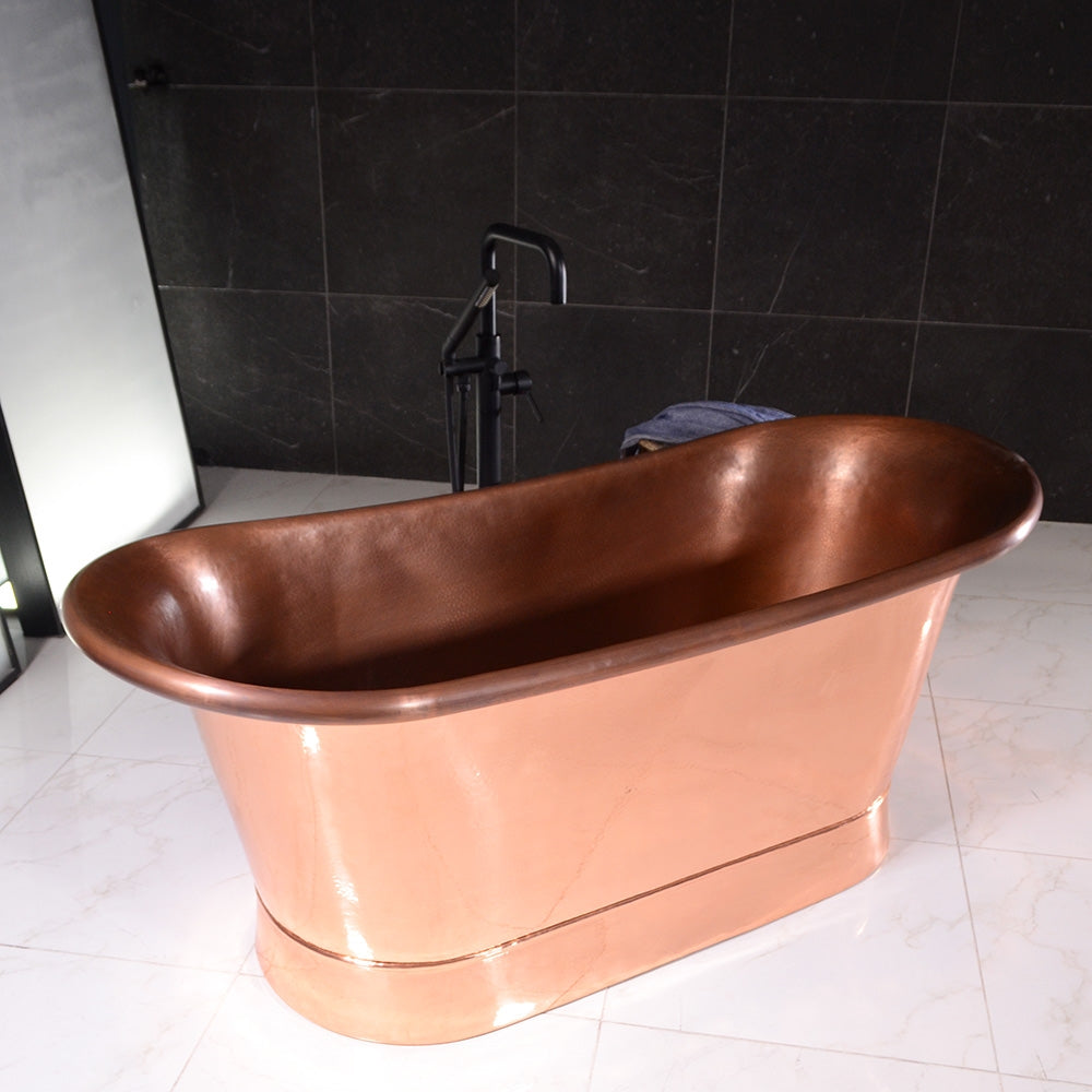 “Colmar73HPCAir” 73" Variable Speed Air Jetted Hammered Copper French Bateau Bathtub with Ozone Sanitizing
