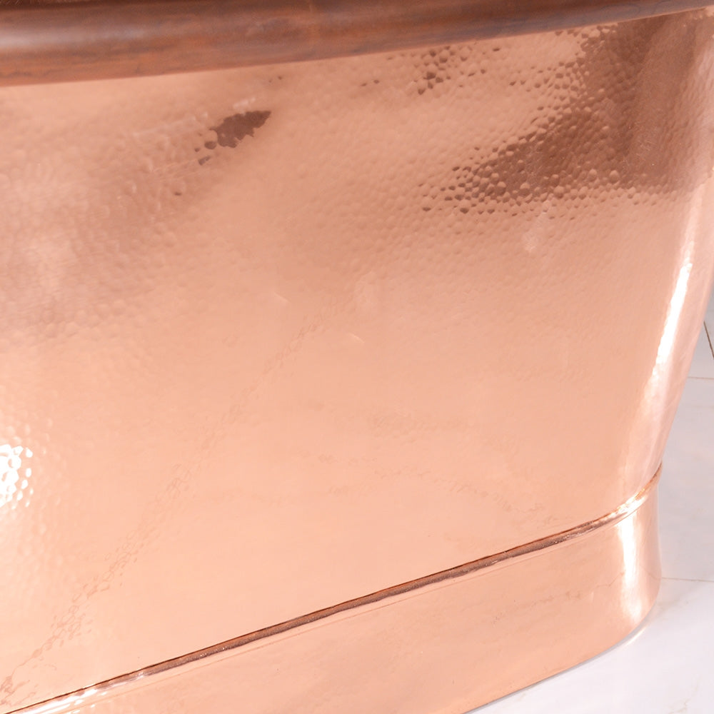 “Colmar73HPCAir” 73" Variable Speed Air Jetted Hammered Copper French Bateau Bathtub with Ozone Sanitizing