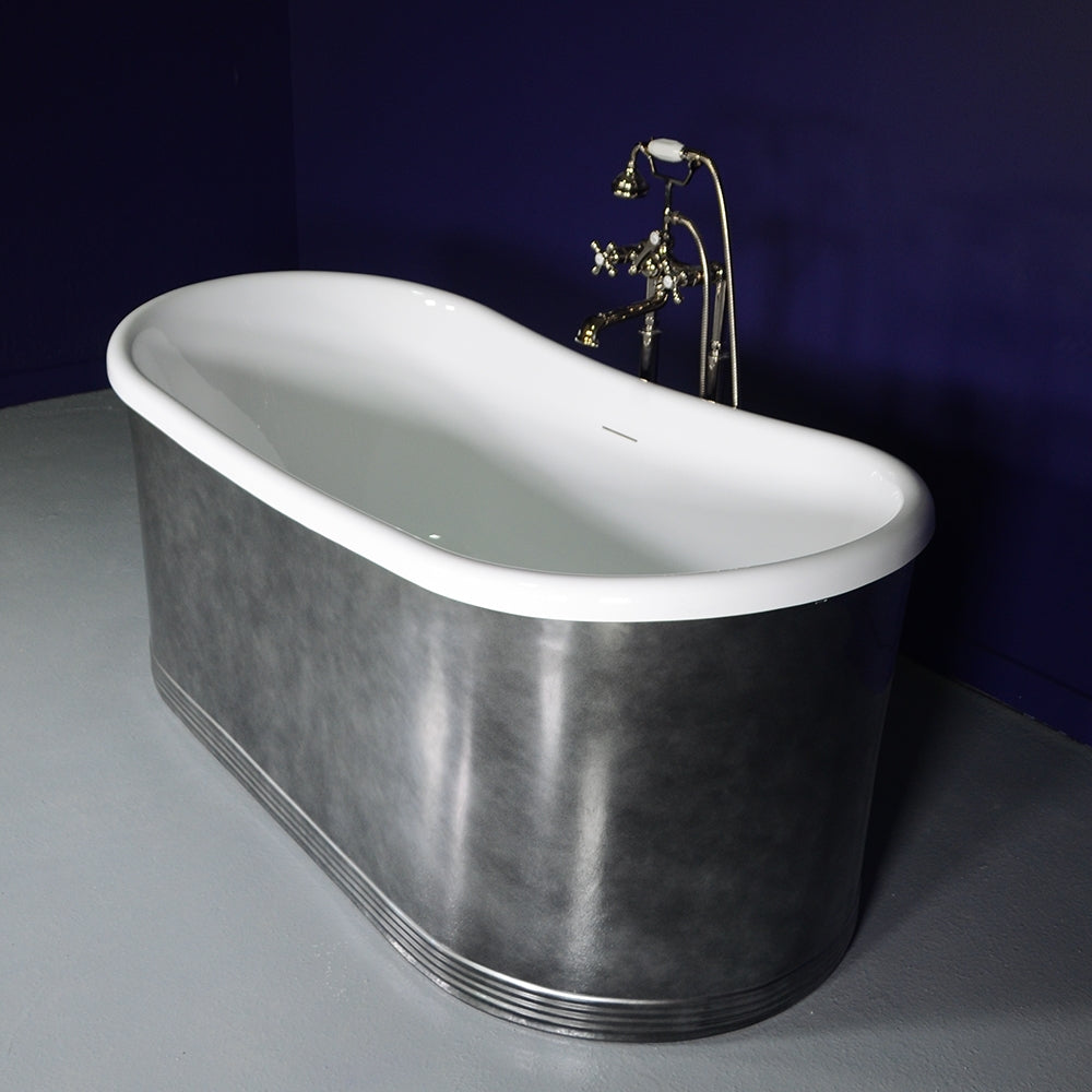 “Josephine73ACHRS” 73" x 31.5" French Bateau with an “Aged Chrome Finish” on Solid Copper Exterior