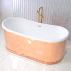 “Biarritz S59POL Hydro Spa Jetted” 59 Inch Mirror Polished Copper Shell French Bateau Bathtub with CoreAcryl Acrylic Interior