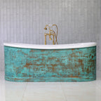 “Marseille W59VG Water Jetted” 59 Inch Verdigris Aged Copper Shell French Bateau Bathtub with CoreAcryl Acrylic Interior