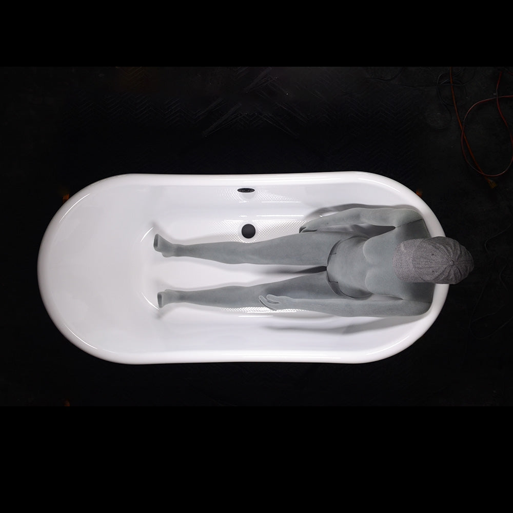 “Marseille W67LA Water Jetted” 67 Inch Lightly Aged Copper Shell French Bateau Bathtub with CoreAcryl Acrylic Interior