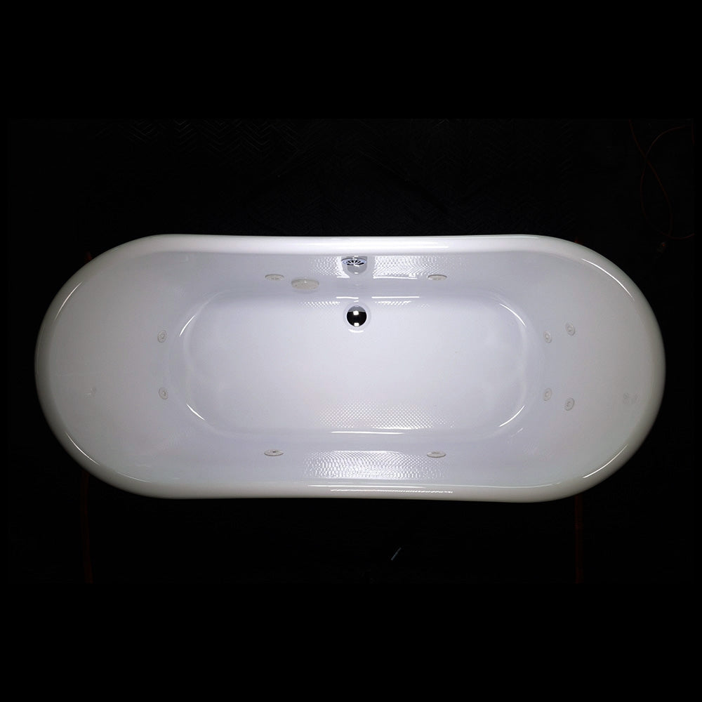 “Marseille W73LA Water Jetted” 73 Inch Lightly Aged Copper Shell French Bateau Bathtub with CoreAcryl Acrylic Interior